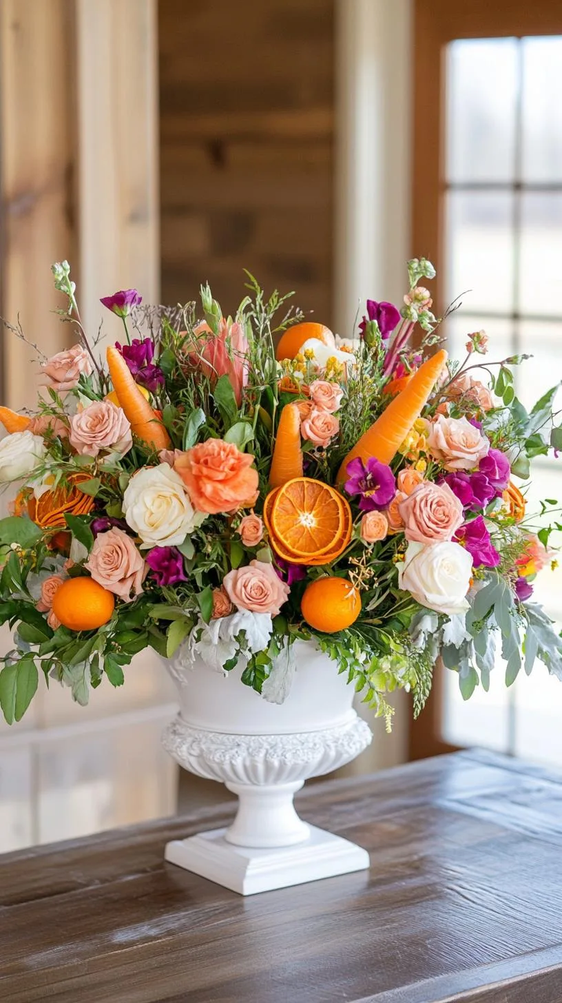 6. Large floral arrangement with carrots and oranges-2