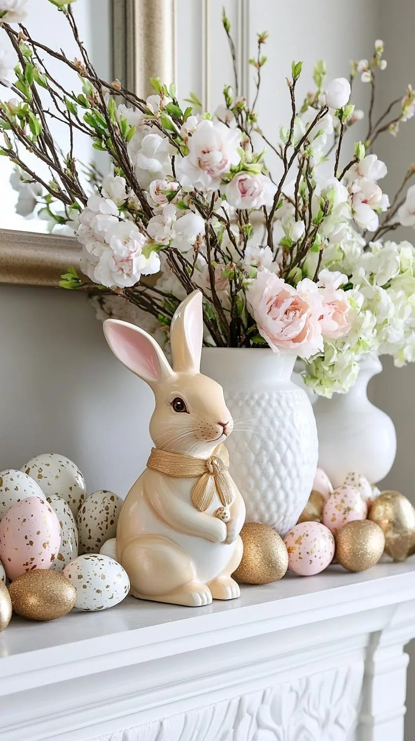 21 Trendy Easter Decor Ideas For 2025 7 3. Neutral-toned Easter mantel with bunny figurines-0