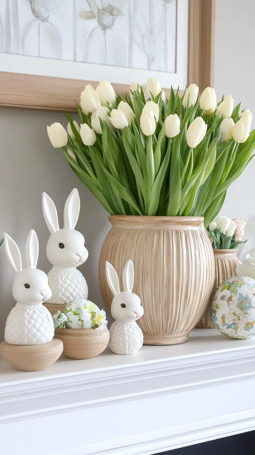 21 Trendy Easter Decor Ideas For 2025 8 3. Neutral-toned Easter mantel with bunny figurines-1