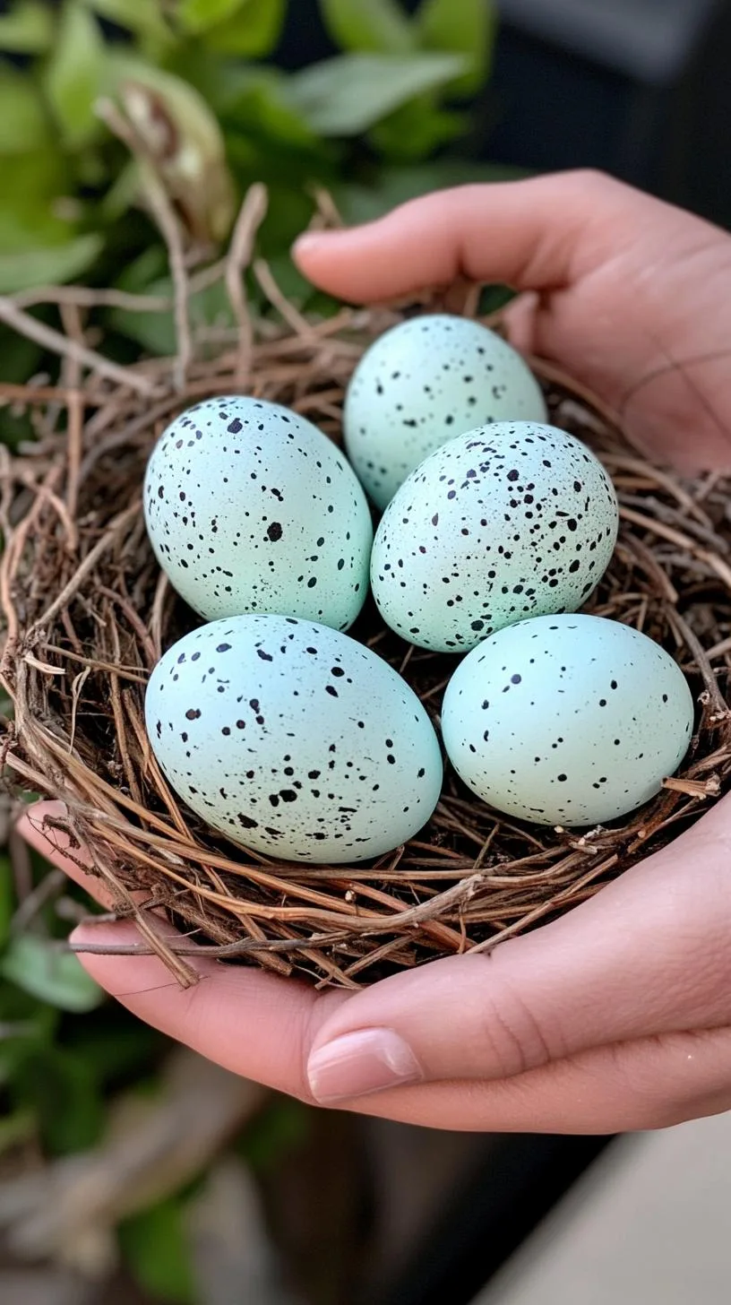 11. Speckled robin’s egg replicas in a rustic nest-1