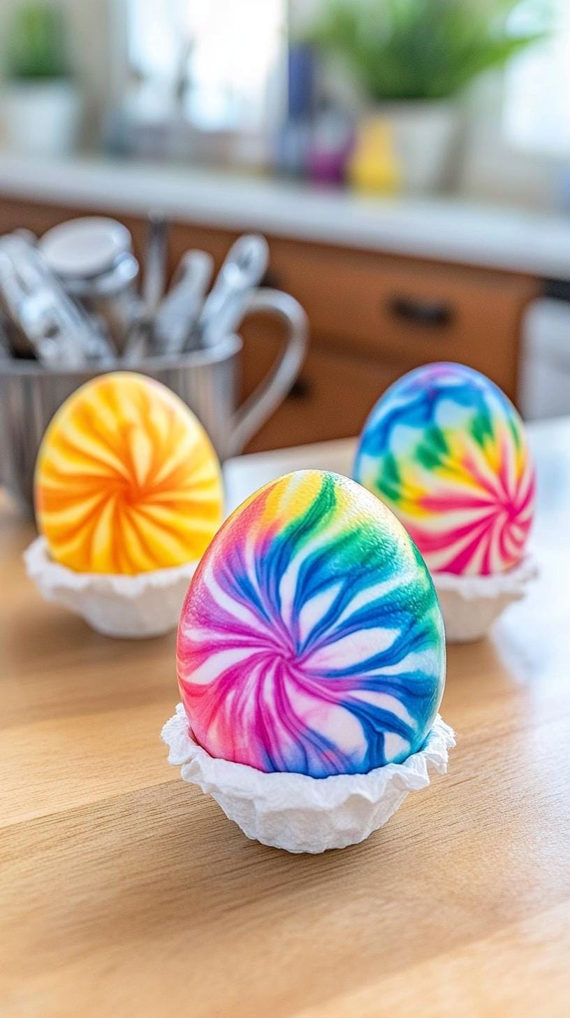 3. Tie-dye effect eggs using paper towel technique-2