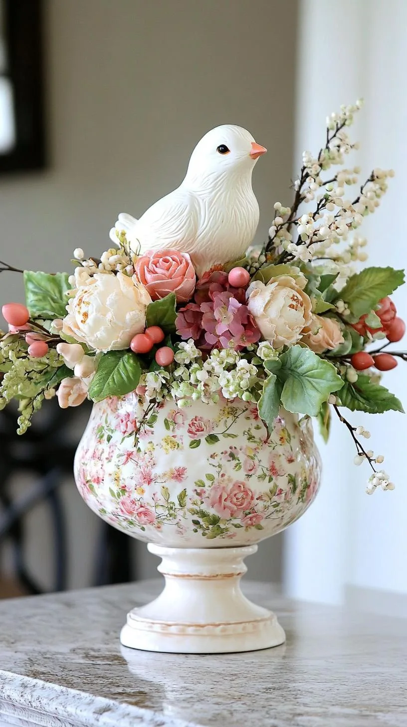 21 Trendy Easter Decor Ideas For 2025 38 15. Vintage ceramic bunny and hen table centerpiece-0