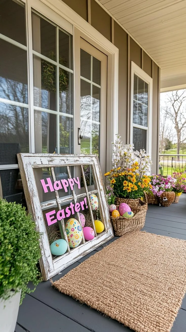 13. Whimsical Easter Window Frame Decor-2