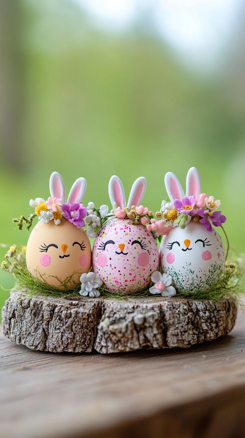 9. Whimsical chick and bunny face painted eggs-0