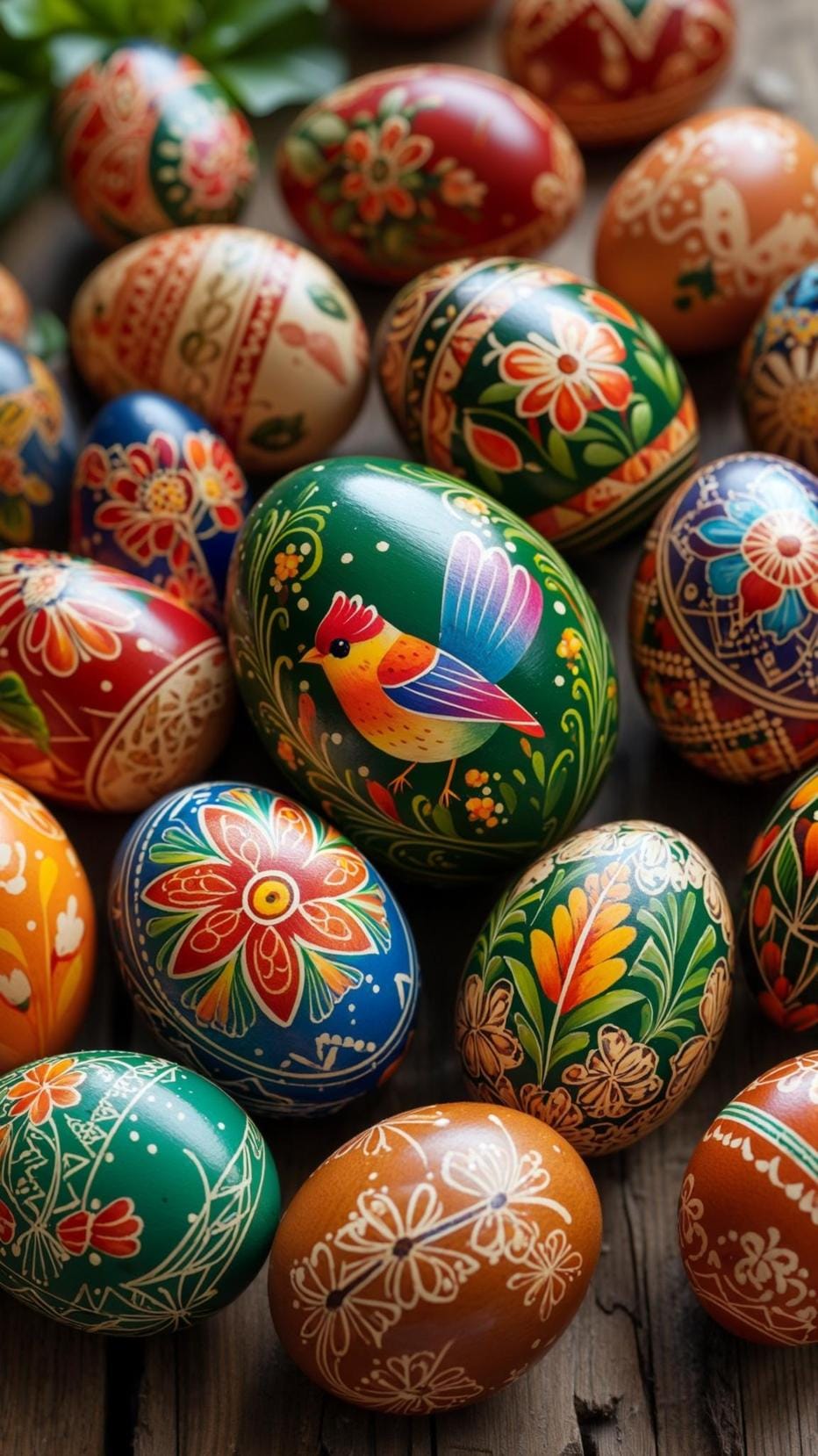 5. Wooden Easter eggs painted in folk art style-0