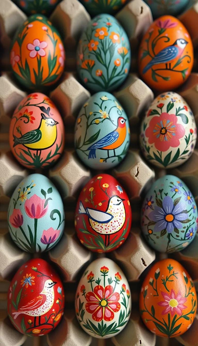 5. Wooden Easter eggs painted in folk art style-1