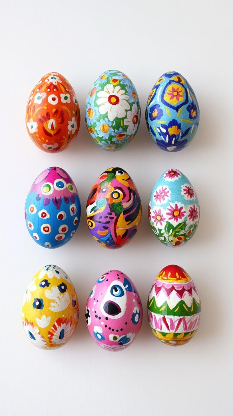 5. Wooden Easter eggs painted in folk art style-2