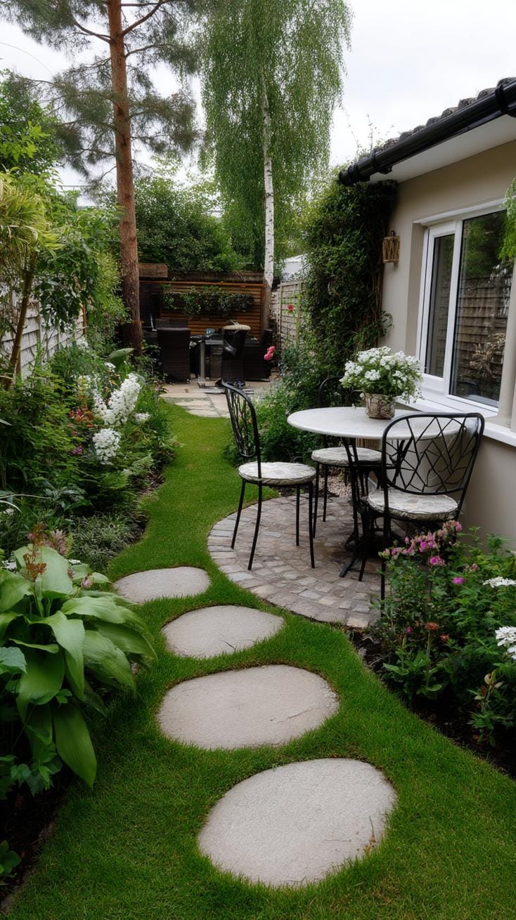 1. Compact patio with circular stepping stone path-0