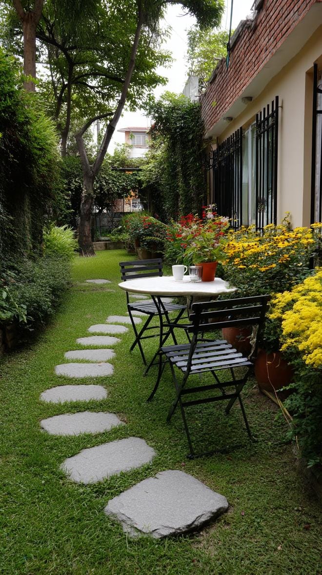 1. Compact patio with circular stepping stone path-1