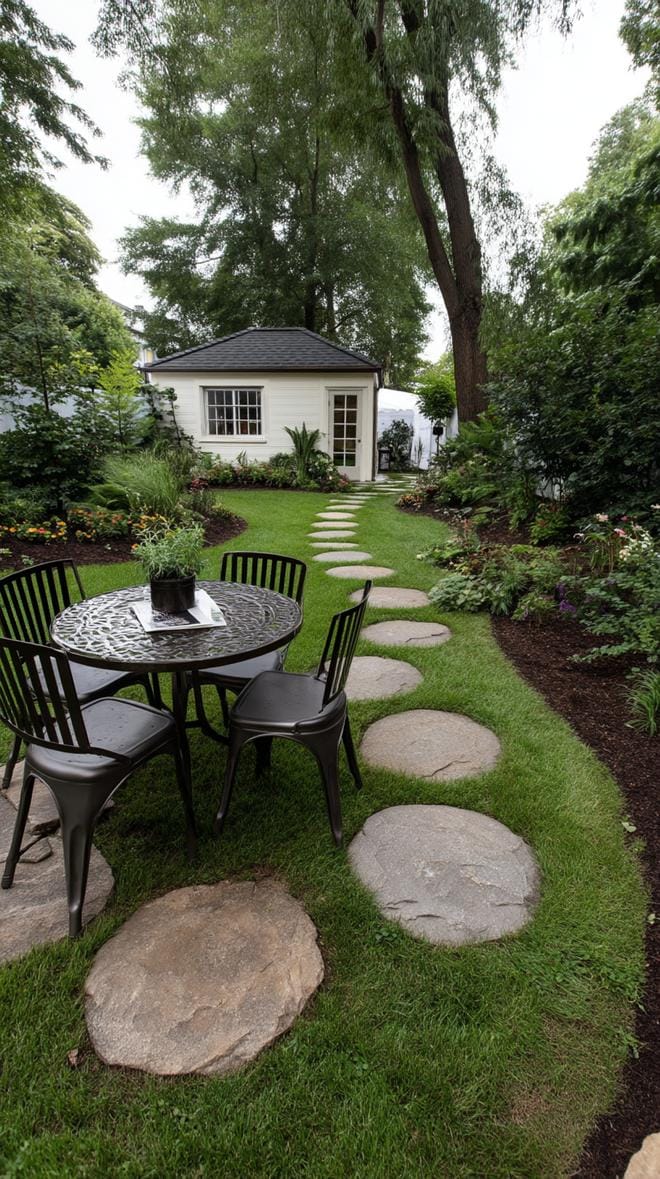 1. Compact patio with circular stepping stone path-2