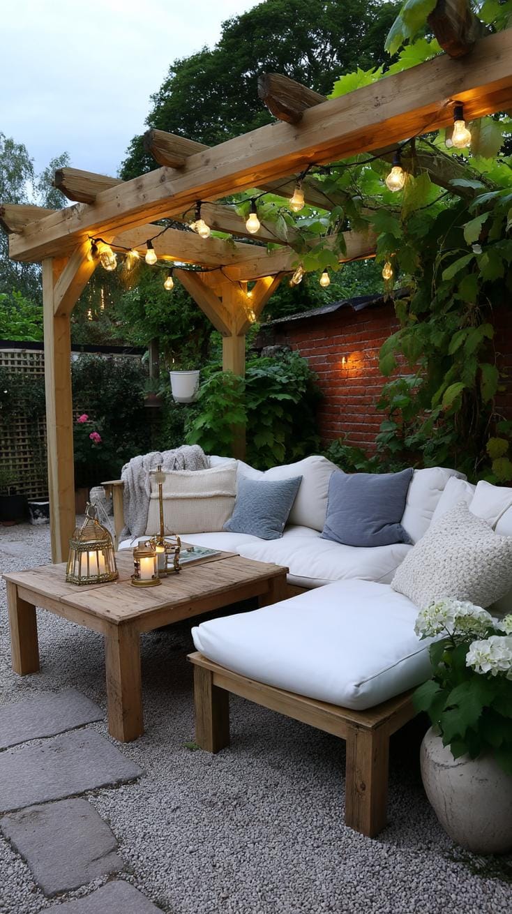 6. Cozy garden nook under a string-lit pergola-2