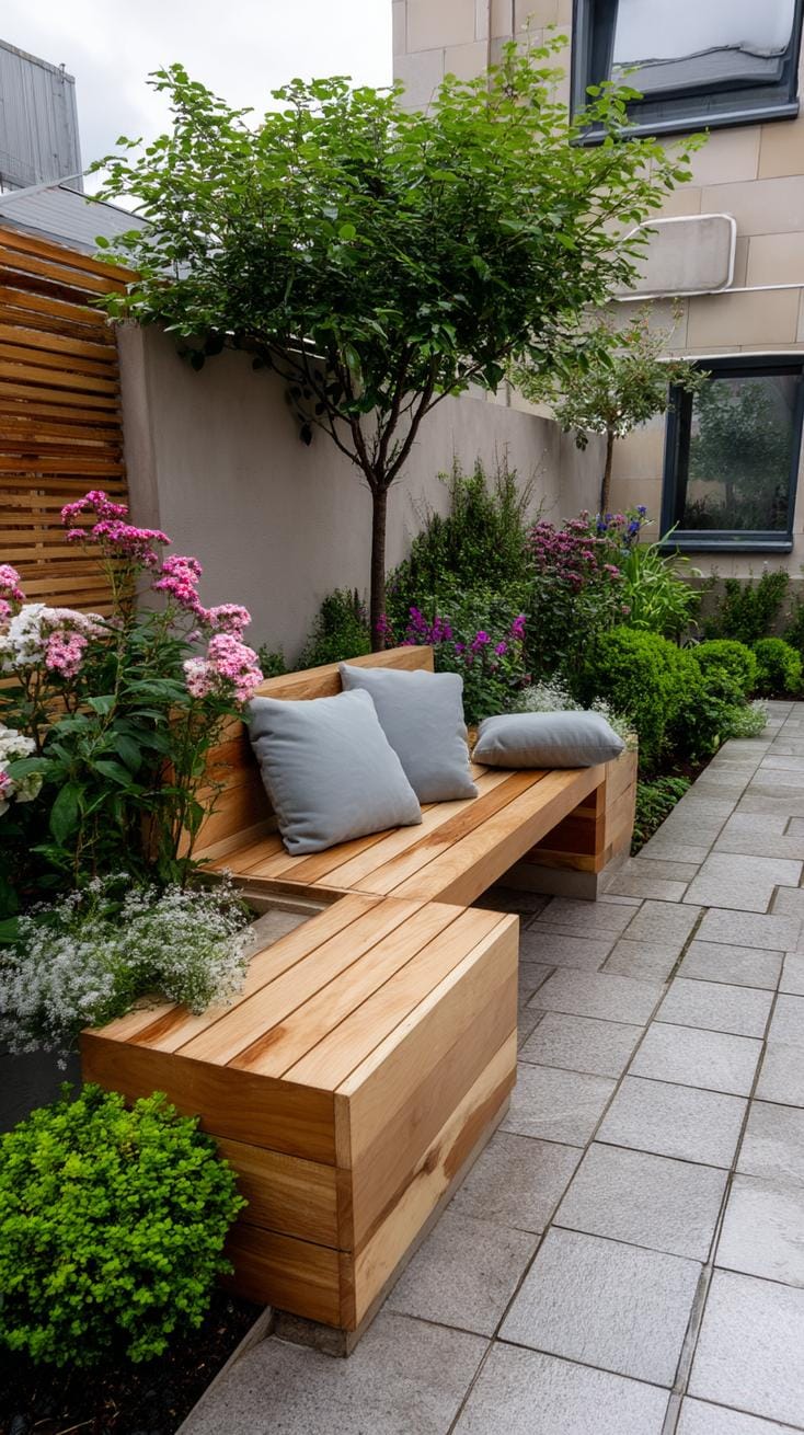 12. Sleek L-shaped bench with built-in planters-1