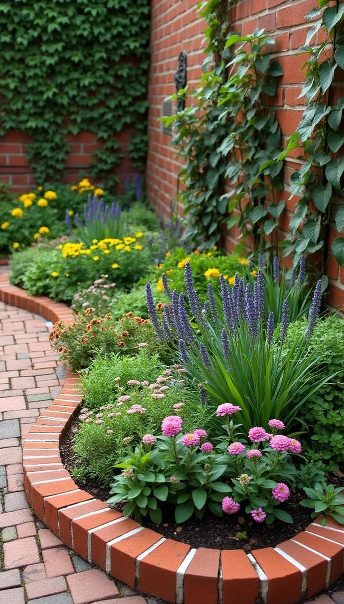 2. Small corner garden with curved brick edging-0