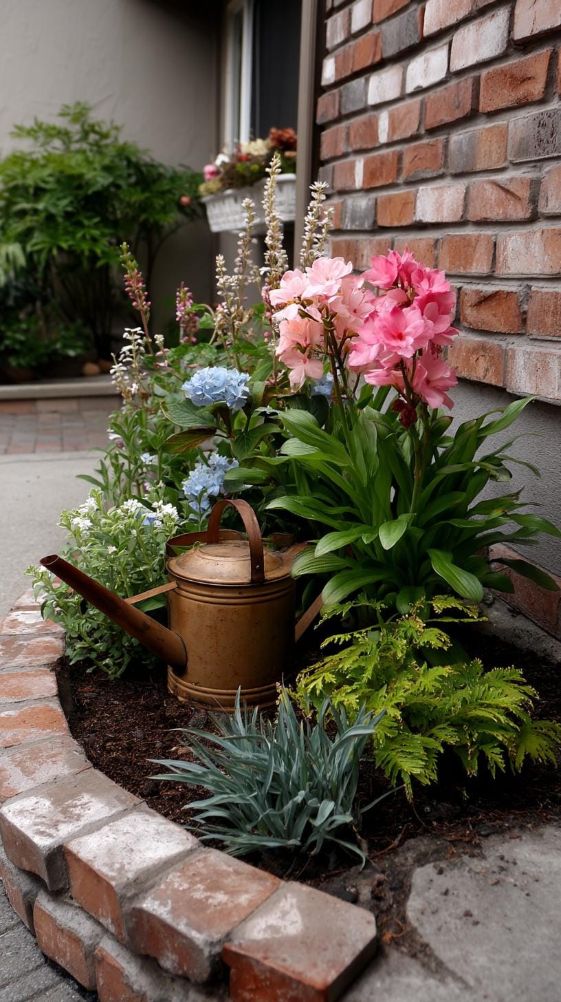 2. Small corner garden with curved brick edging-2
