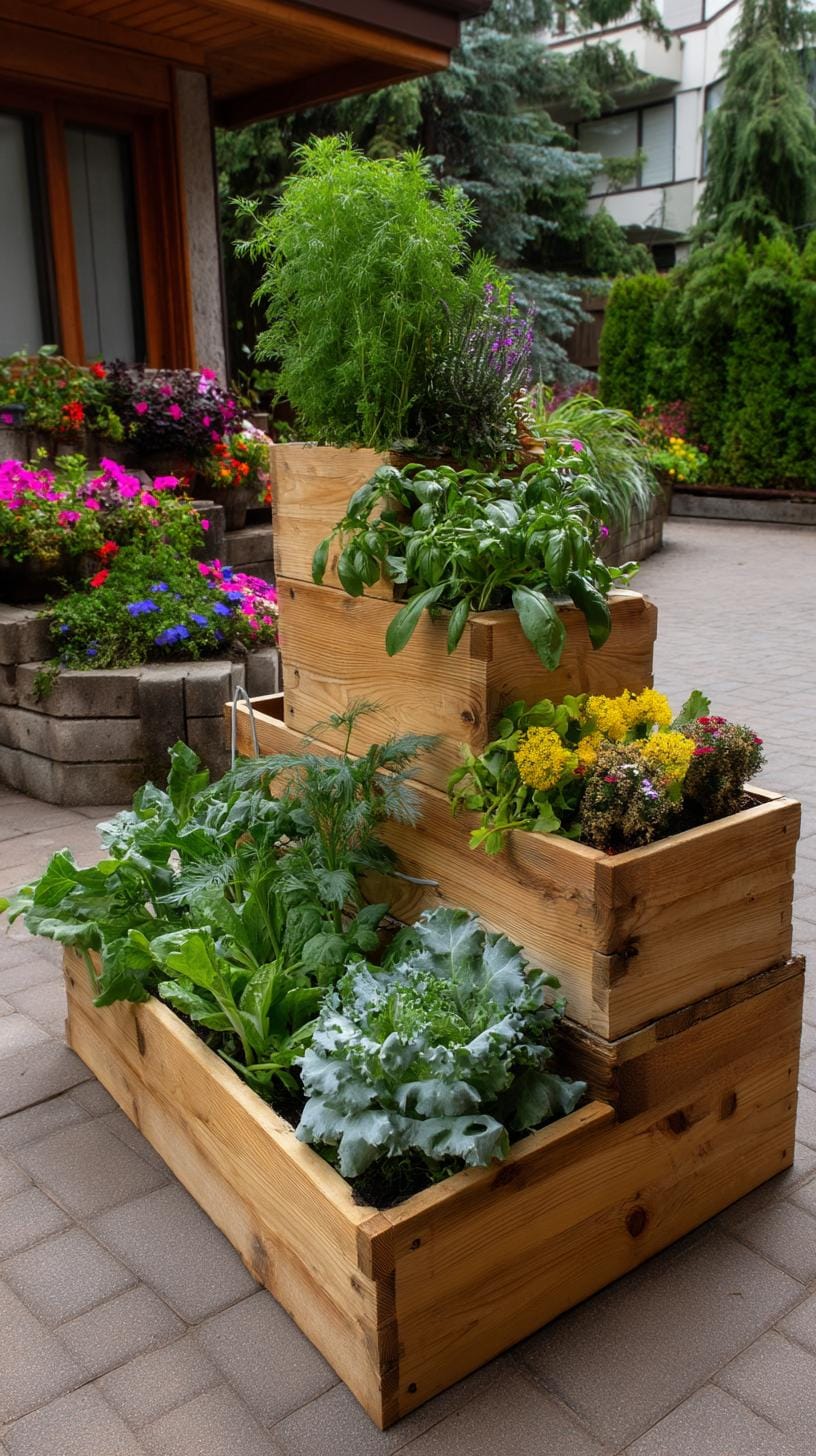 11. Tiered planter layout for vertical vegetable gardening-1