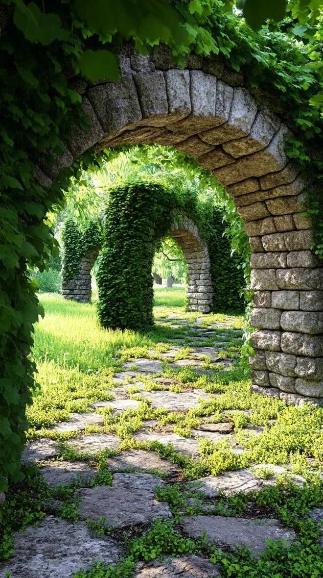 1. Ancient stone archway cloaked in ivy vines-0