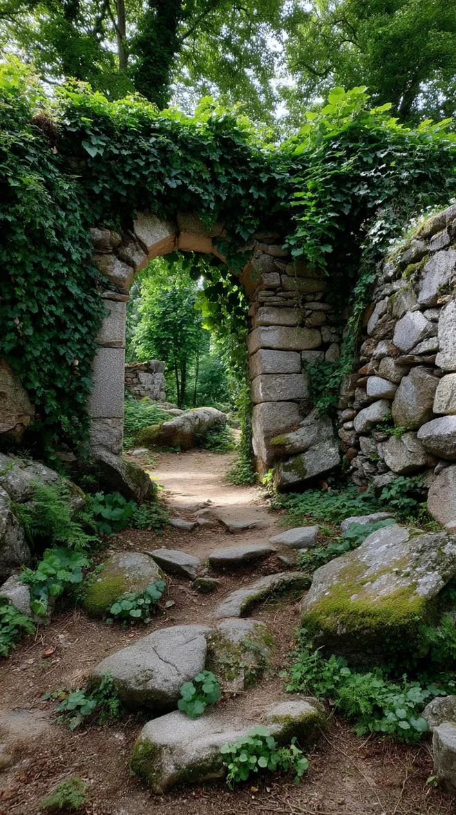 1. Ancient stone archway cloaked in ivy vines-1