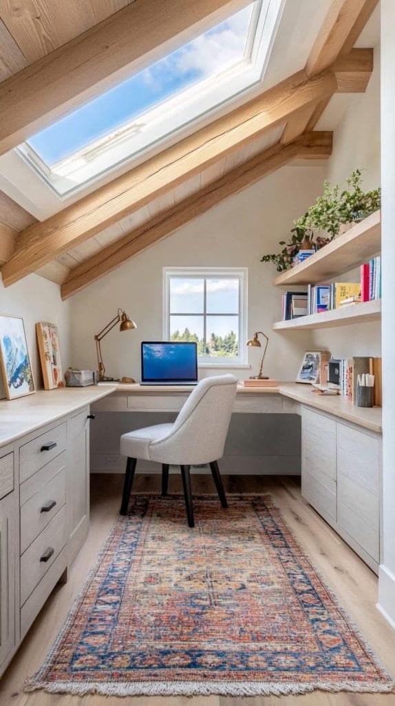 21. Attic home office utilizing sloped ceiling space-0