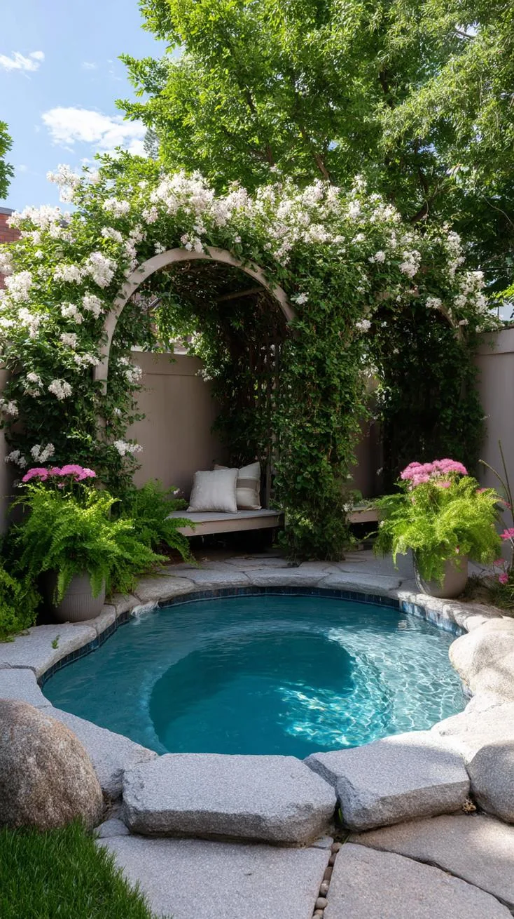 31 Best Hot Tub Ideas for the Ultimate Backyard Escape 42 7. Backyard garden with a hidden hot tub nook-2