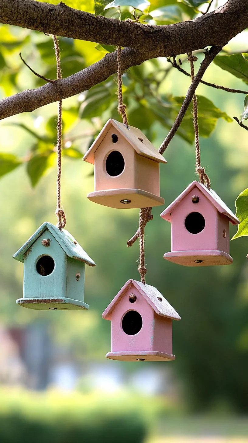 10. Birdhouse cluster hanging from tree branches-0