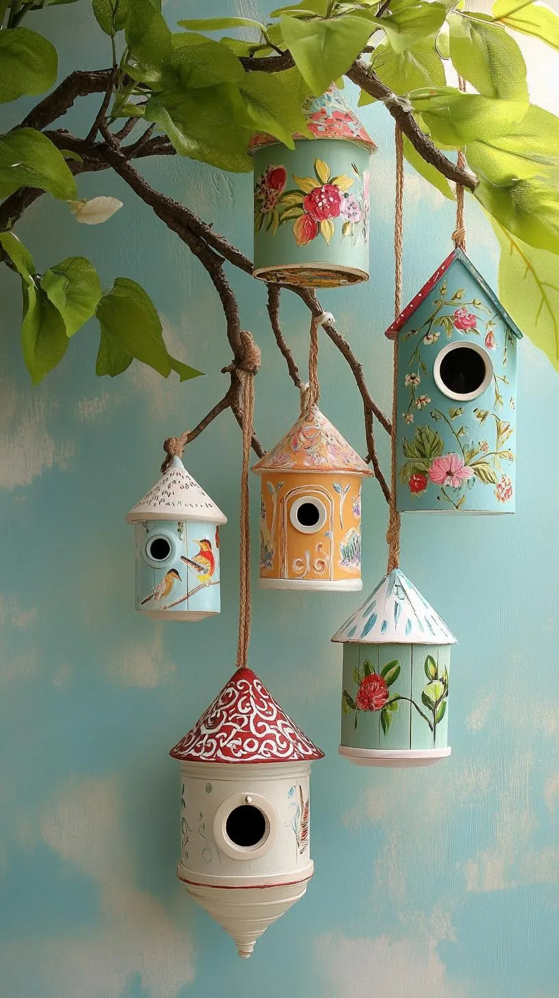 10. Birdhouse cluster hanging from tree branches-2
