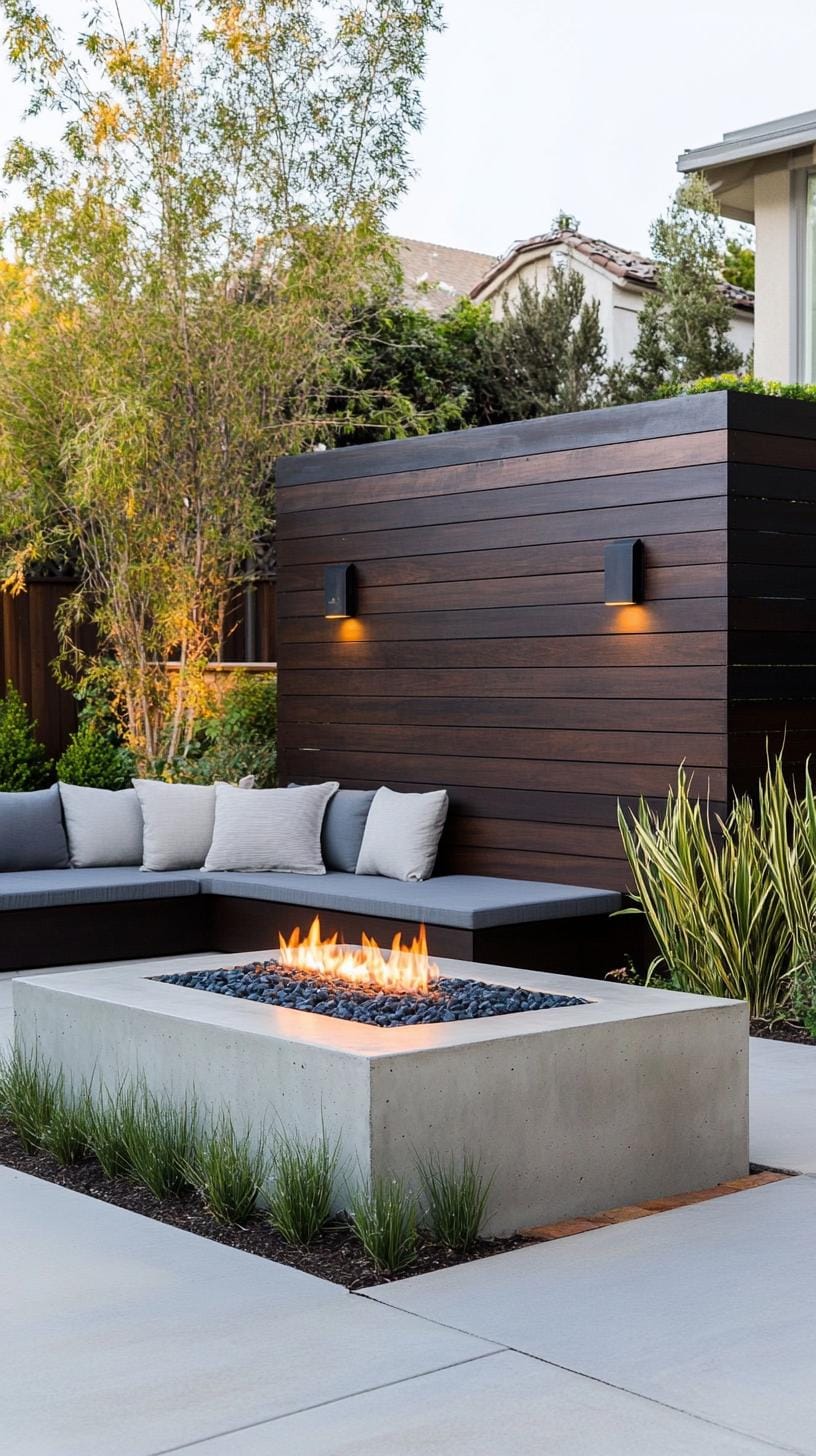 35 Unique Privacy Fence Ideas for a More Private Backyard 46 17. Black stained wooden privacy wall for patio-0