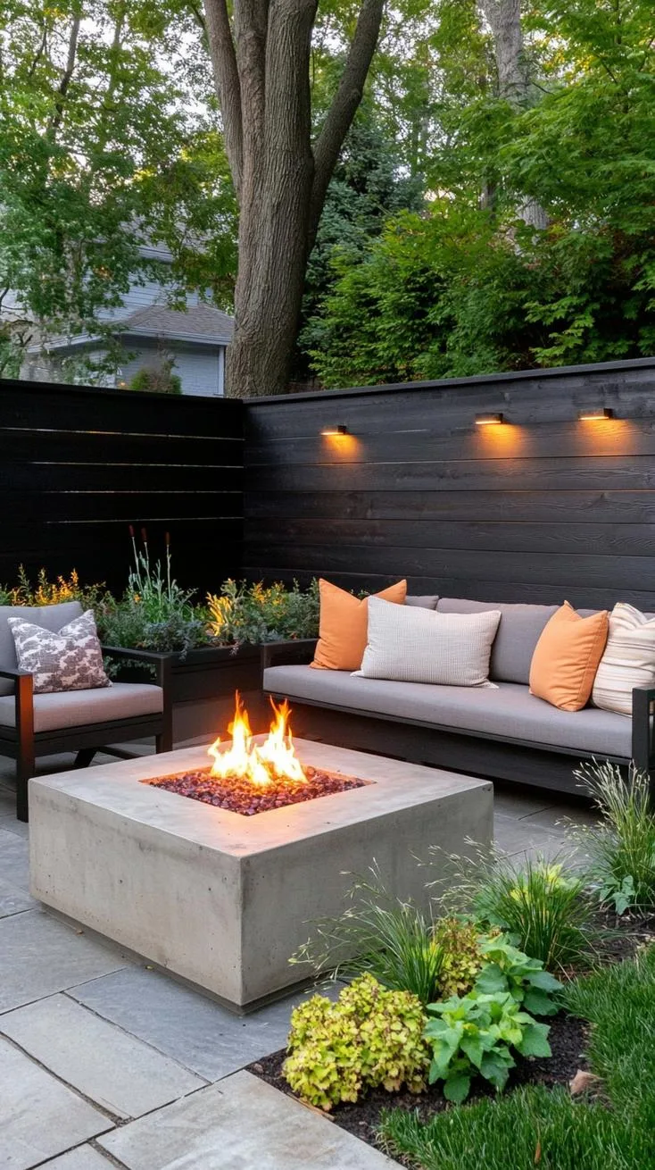 17. Black stained wooden privacy wall for patio-1