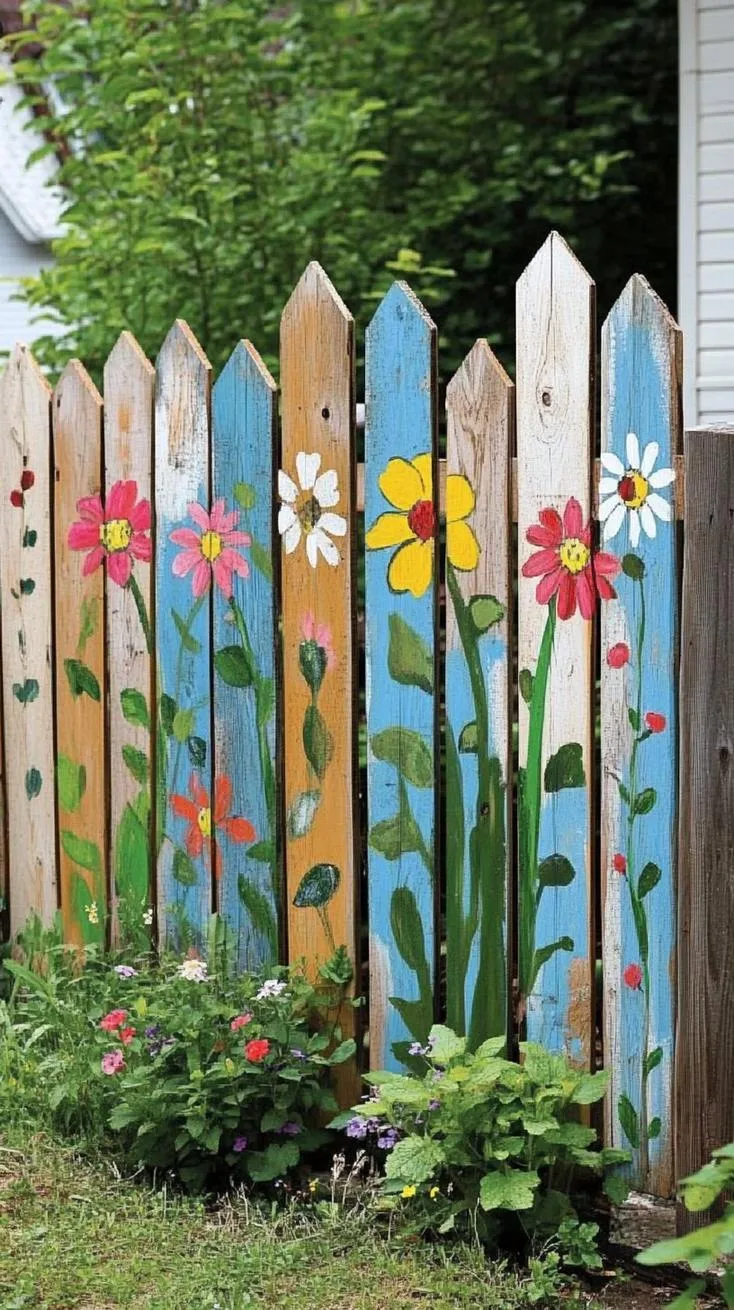 8. Budget vertical wood fence with small shrubs-0