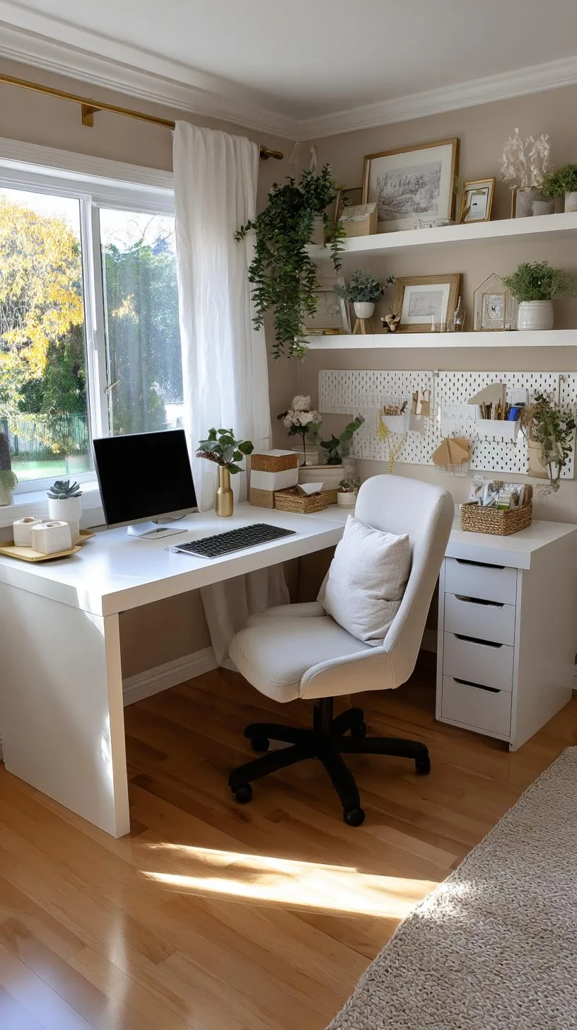 1. Corner desk setup with pegboard and shelving-0