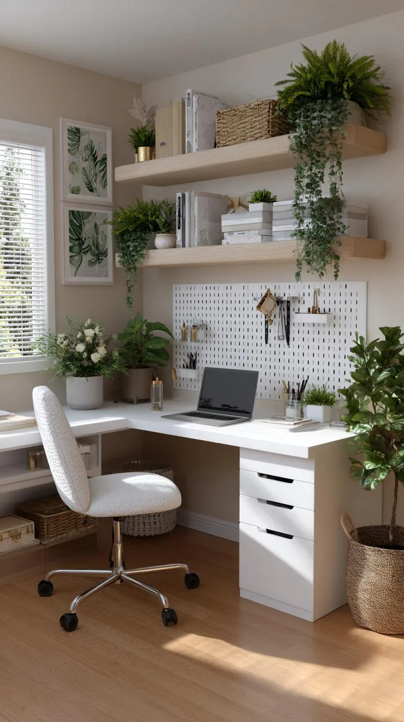 1. Corner desk setup with pegboard and shelving-1