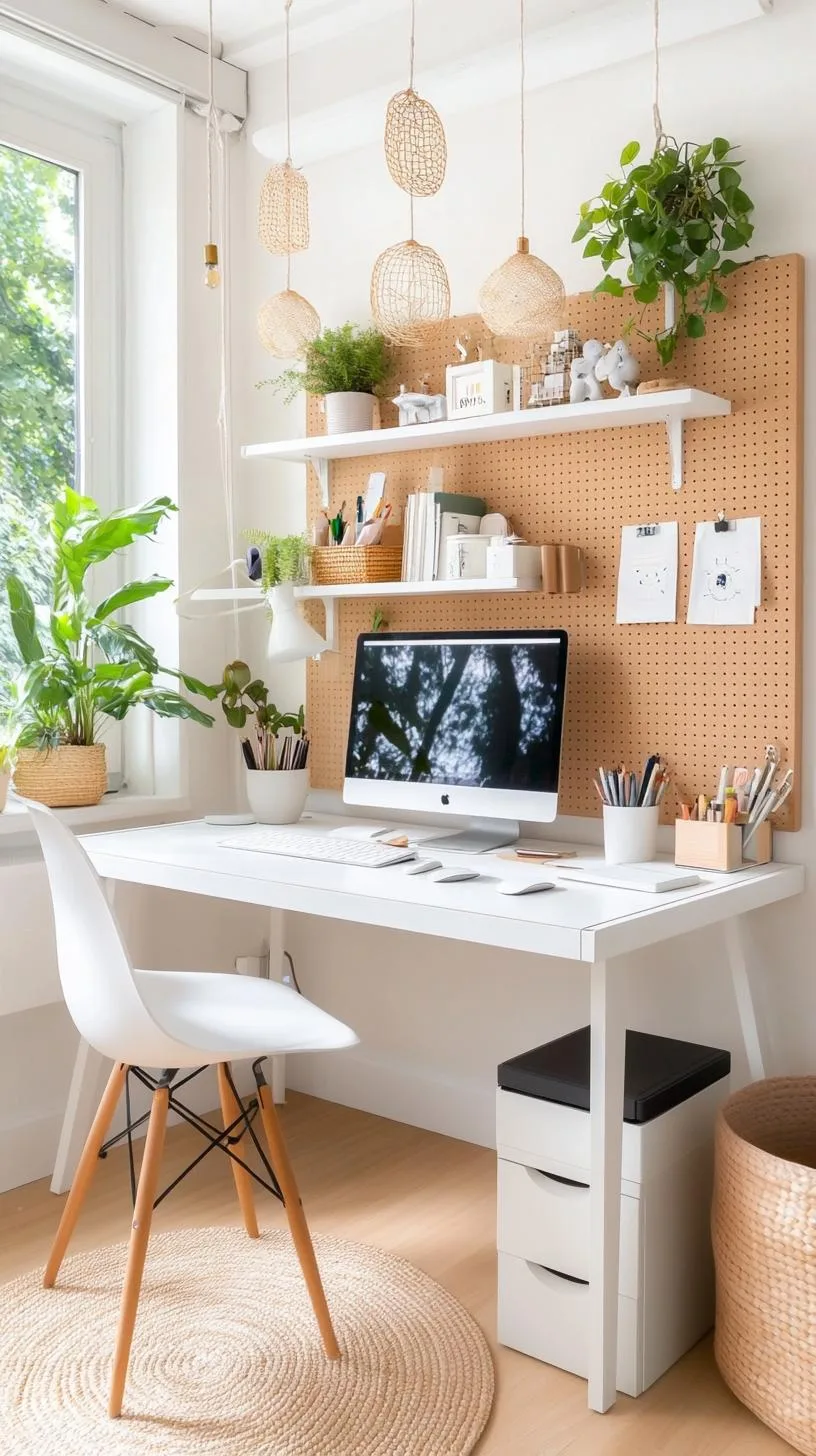 1. Corner desk setup with pegboard and shelving-3