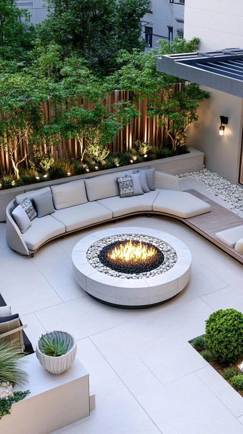15. Cozy firepit corner framed by modern low seating-1 15. Cozy firepit corner framed by modern low seating-1