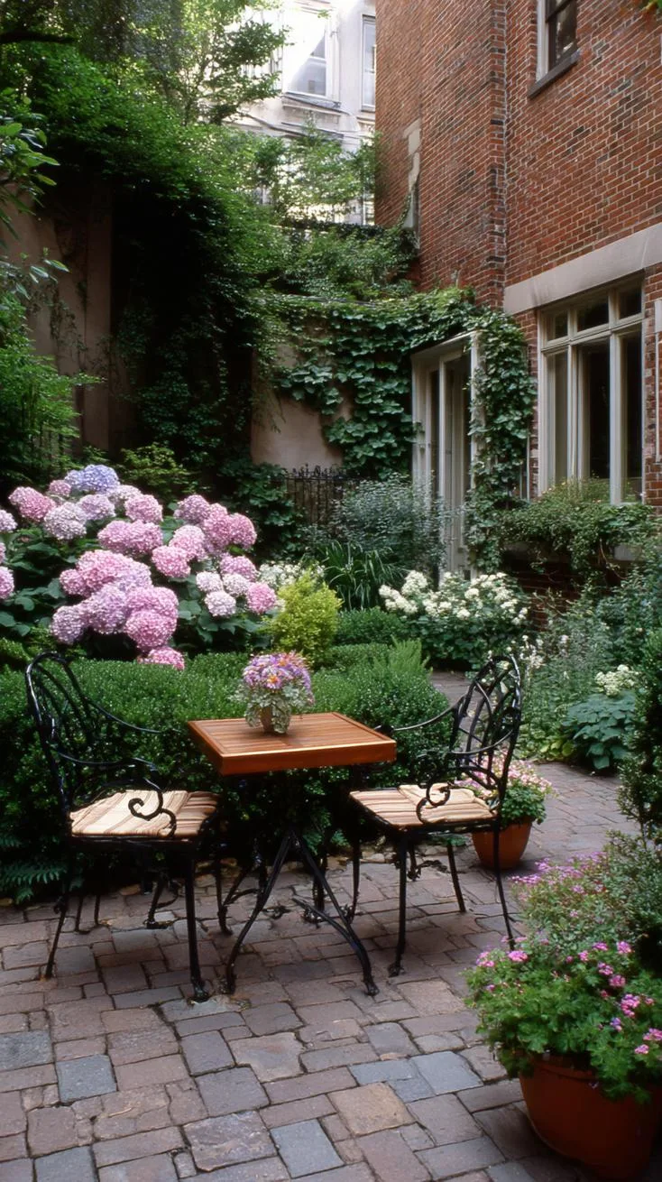 35 Dreamy Cottage Garden Ideas for Timeless Charm 18 7. Cozy patio surrounded by English perennials-1