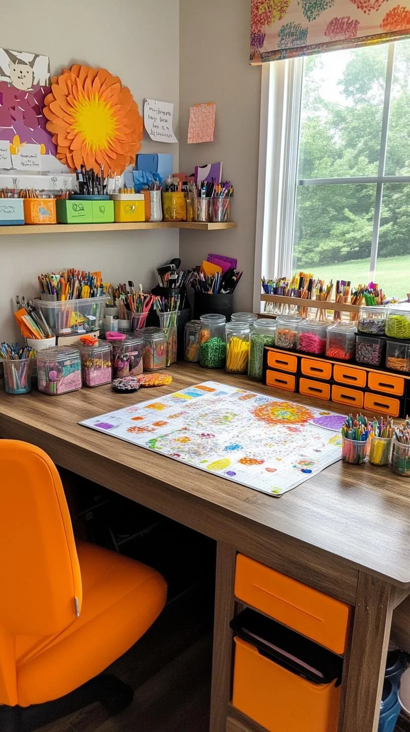 20. Crafting workspace with labeled drawers and supplies-0