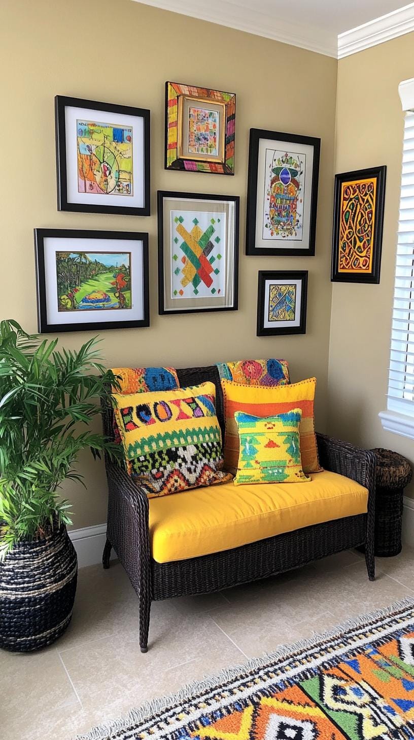 36. Cultural collage arrangement with travel or ethnic prints and textiles-0