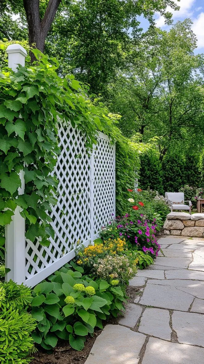 12. DIY lattice privacy screen with climbing vines-2