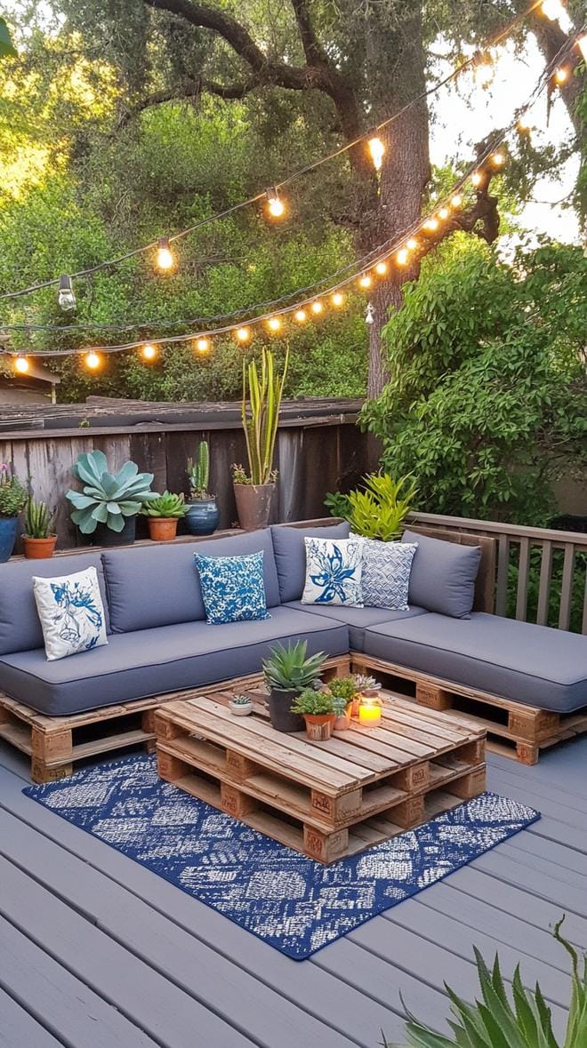16. DIY pallet wood outdoor sectional with cushions-1