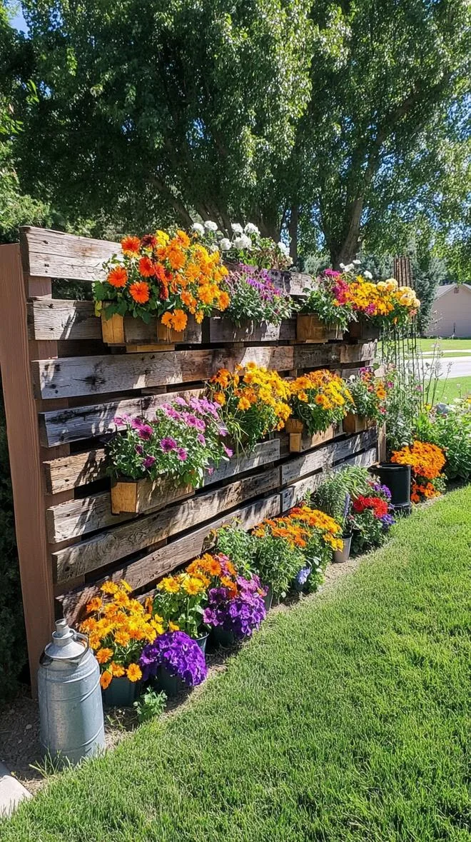 21. DIY privacy screen from old pallets and planters-1