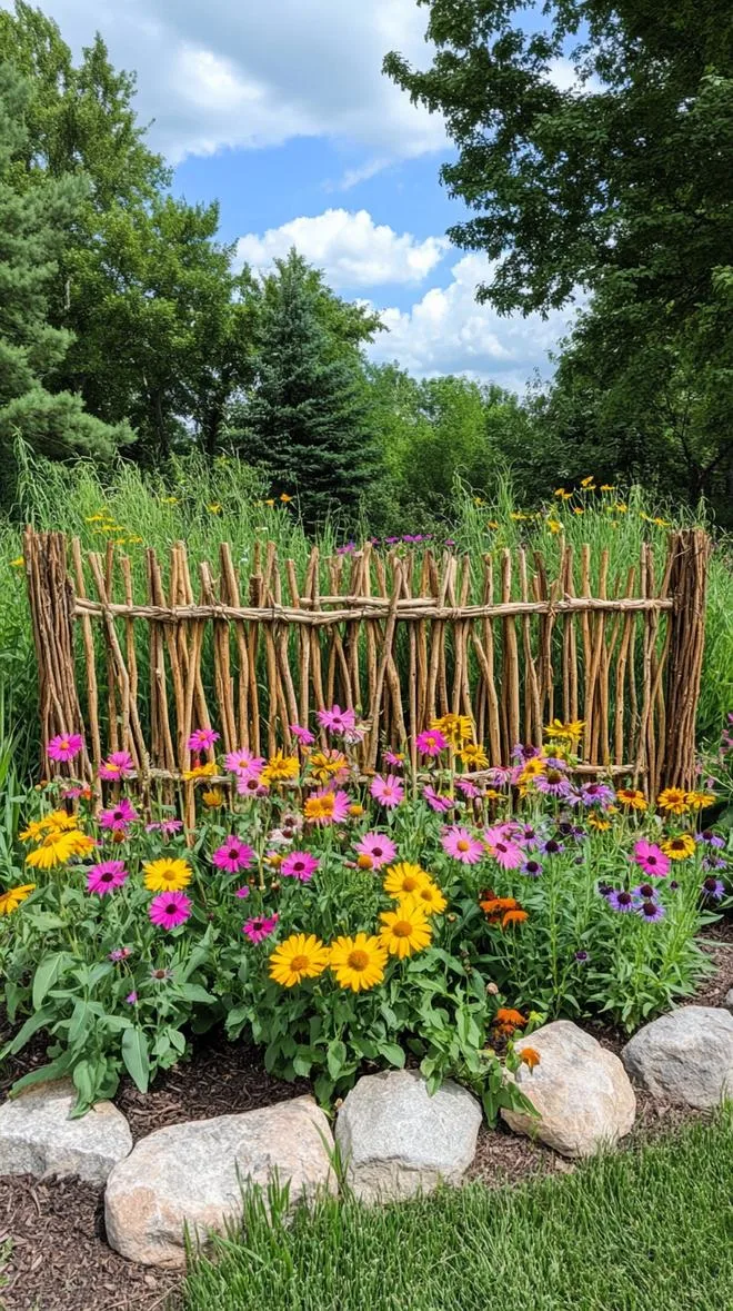 30. DIY woven willow branch garden privacy screen-1