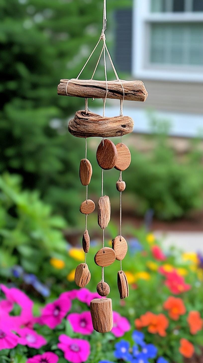 25 Rustic Farmhouse Garden Decor Ideas You Must See 32 16. Driftwood wind spinners twirling among flower beds-1