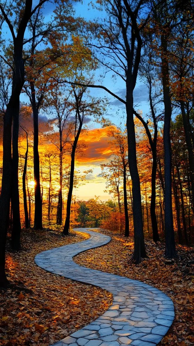 13. Enchanted forest pathway with sunset backdrop-0