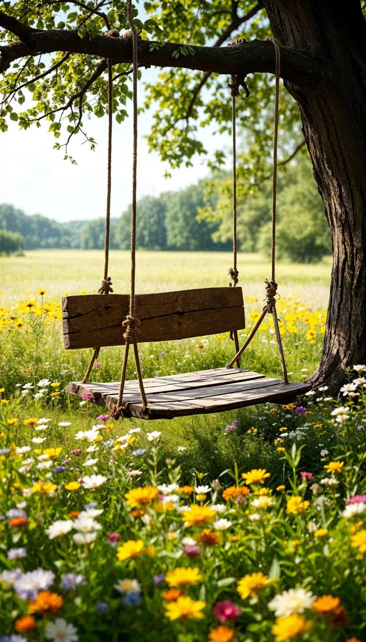 37 Whimsical Garden Ideas for a Magical Backyard 31 13. Enchanted swing surrounded by wildflowers-0