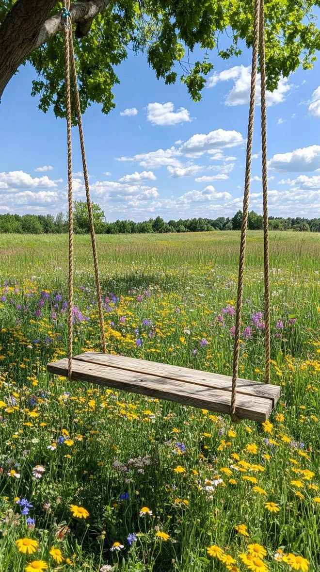 37 Whimsical Garden Ideas for a Magical Backyard 33 13. Enchanted swing surrounded by wildflowers-2