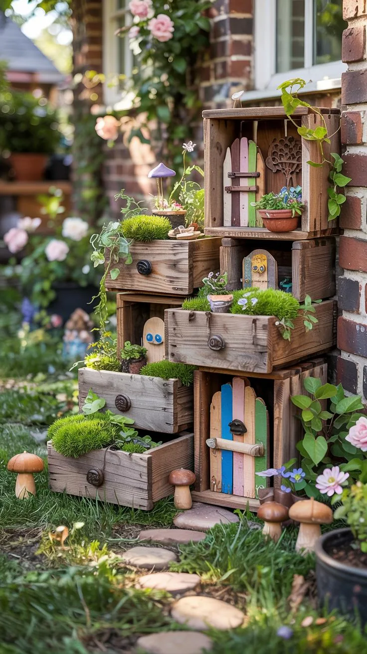 17. Fairy garden in an old drawer set stack-1