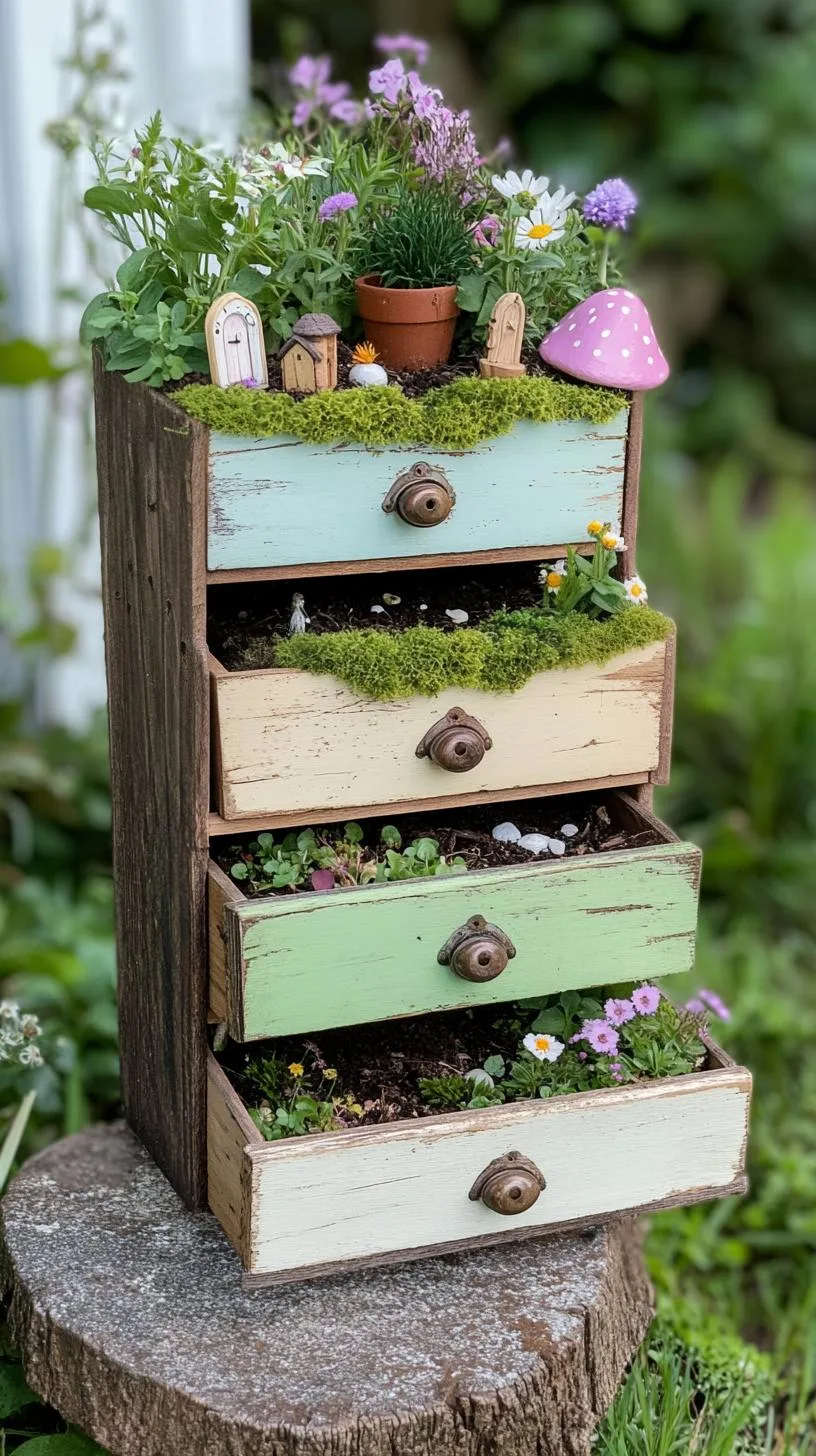 17. Fairy garden in an old drawer set stack-2