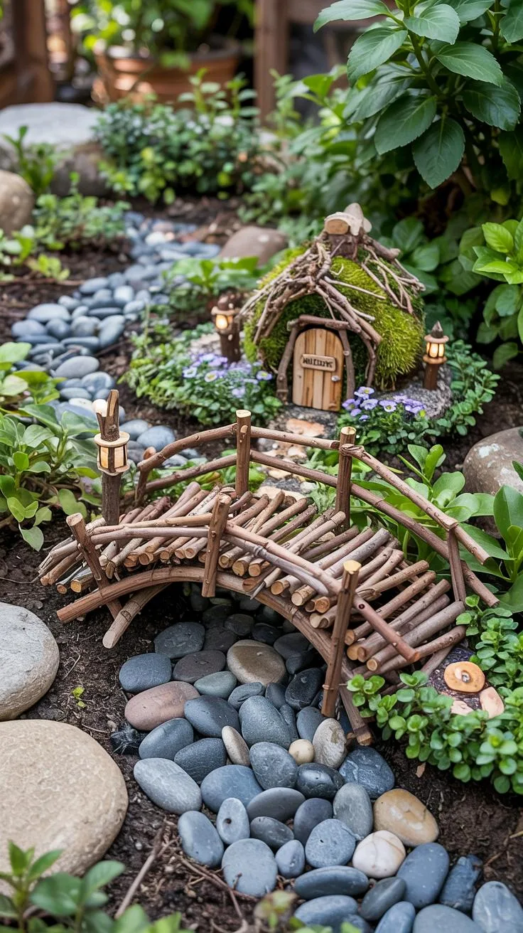 35. Fairy garden with bridge and dry riverbed design-1