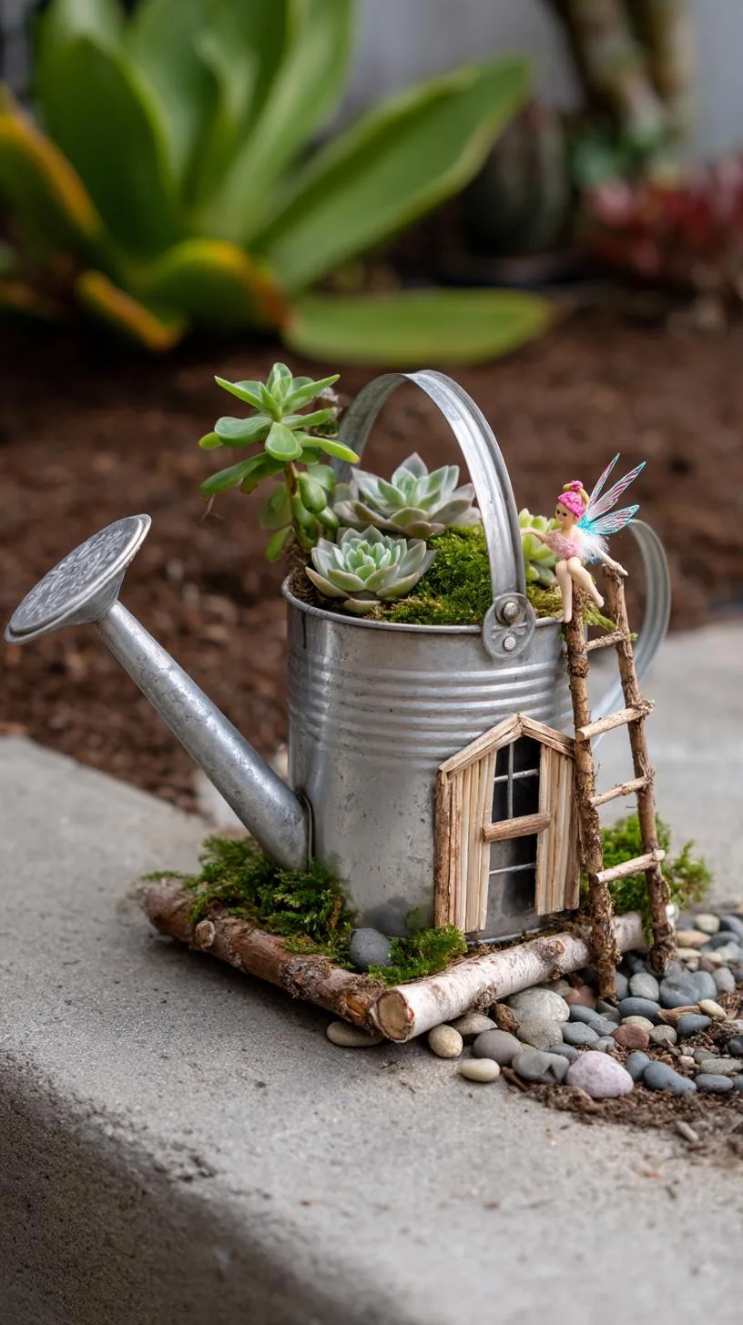 23. Fairy house made inside a watering can planter-2
