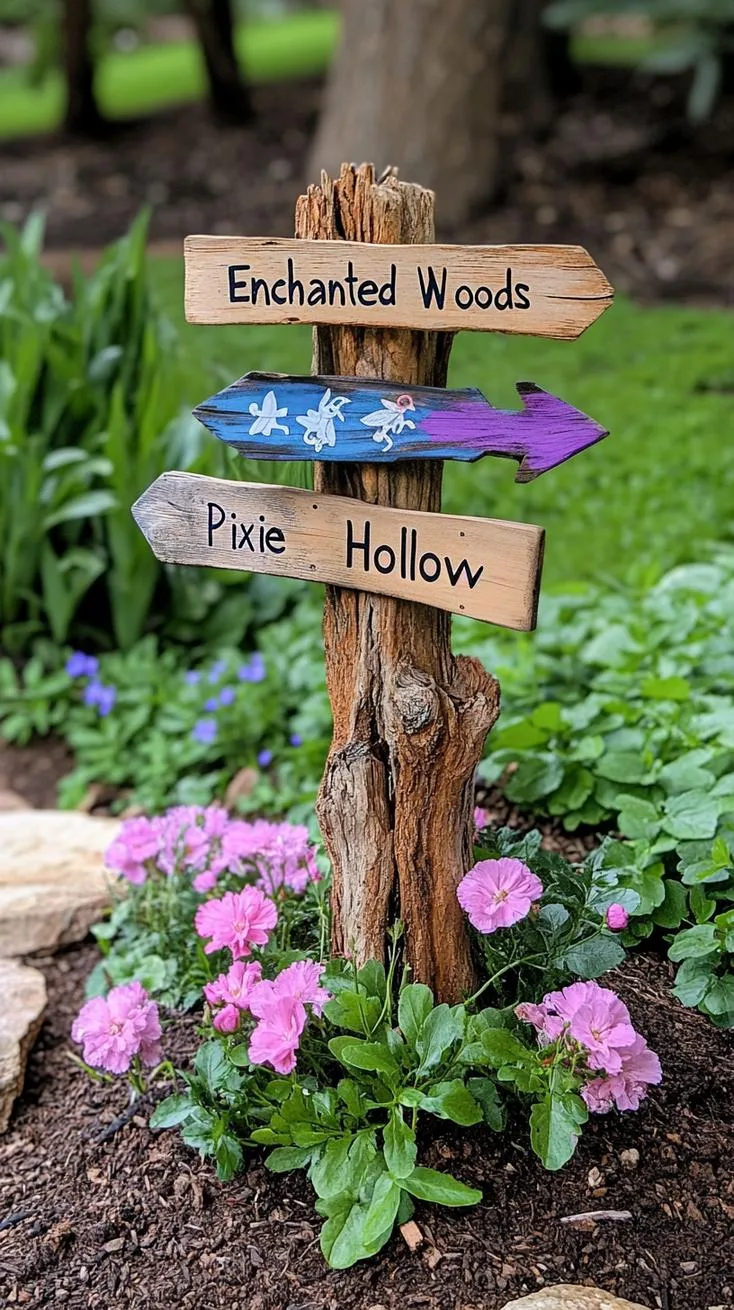 21. Fairy tale wooden signpost with whimsical directions-0