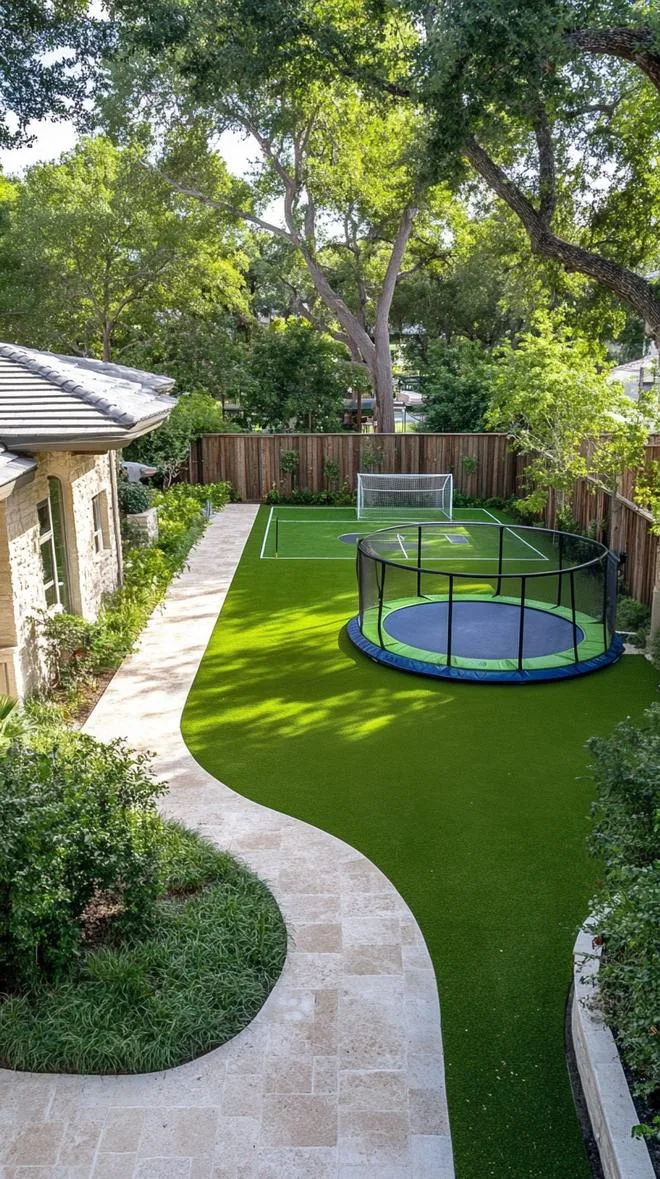12. Family backyard with trampoline and mini soccer field-1 12. Family backyard with trampoline and mini soccer field-1