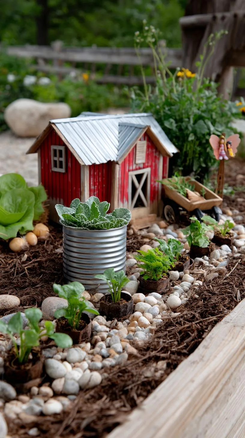 21. Farm-style fairy garden with barn and garden plots-0